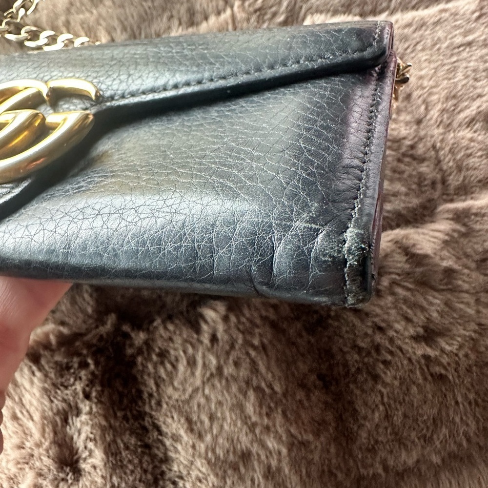 Gucci Marmont Continental Flap Black Pebbled Leather Wallet - Picture 4 of 11